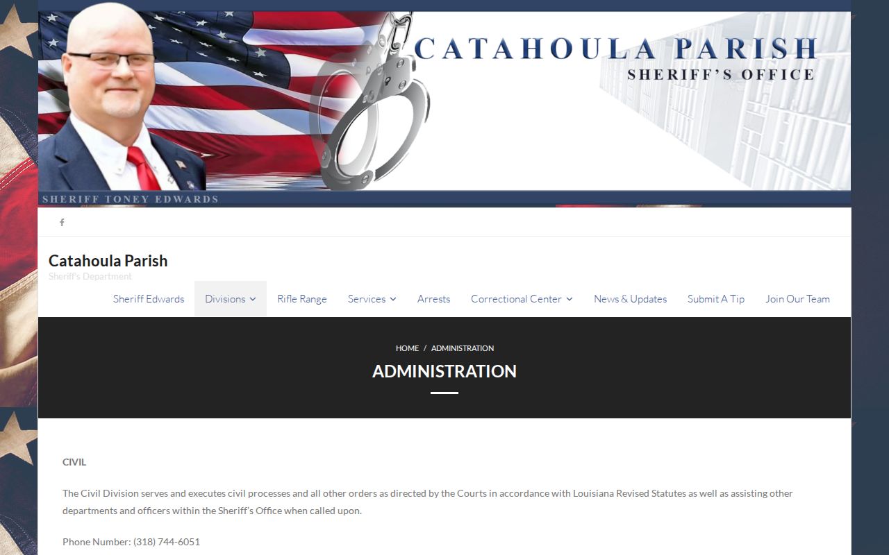Catahoula Parish Sheriff civil division and traffic-fine instructions related to arrest warrant records