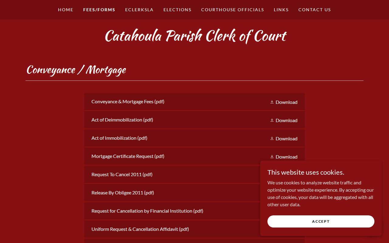 Official criminal court forms page referenced for Catahoula Parish municipal court warrant records