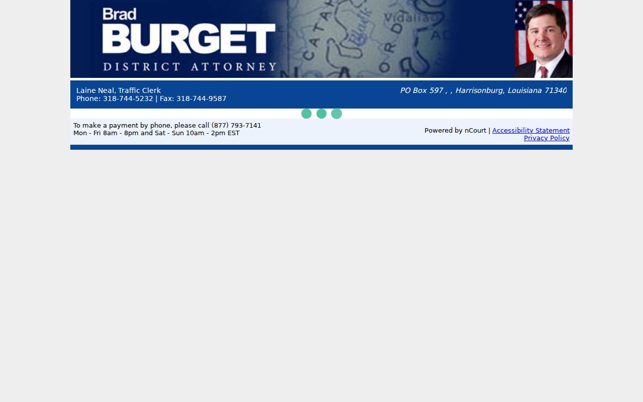 Official linked traffic payment page referenced for Catahoula Parish traffic warrant records