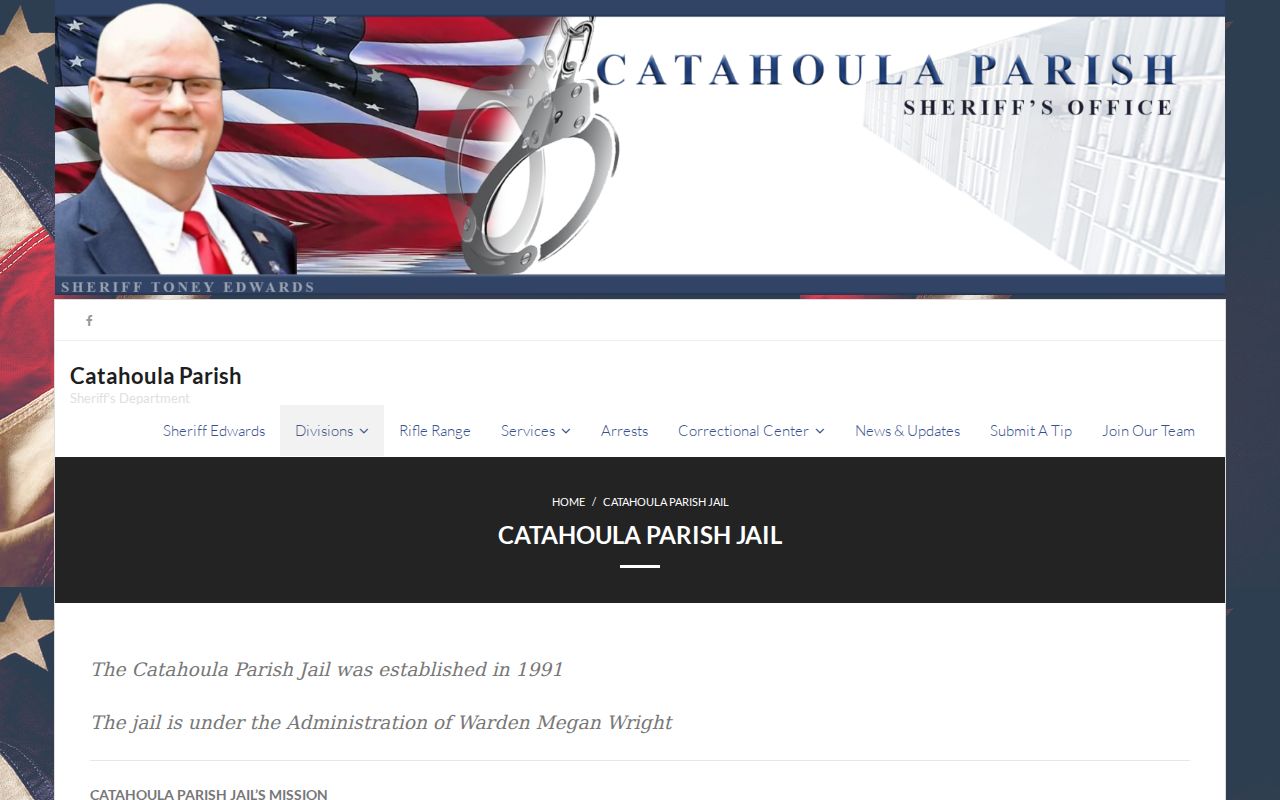 Catahoula Parish jail capacity and scope page related to Catahoula Parish active warrant records